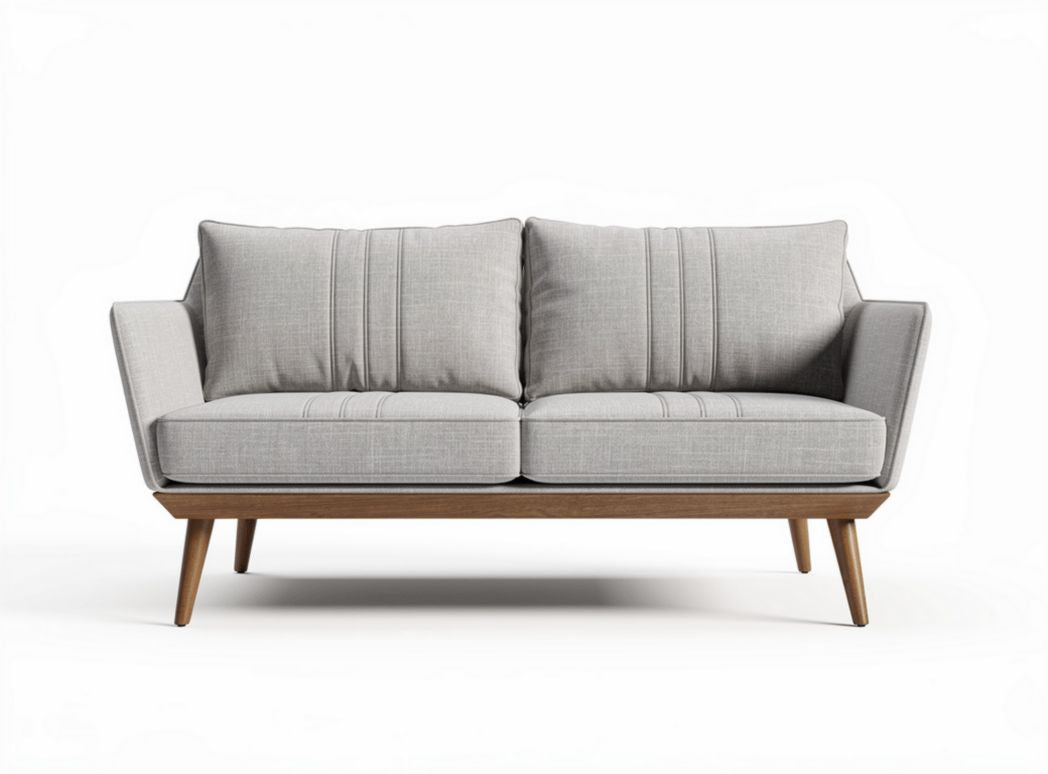 Beige fabric two-seater sofa with minimalist design dimensions 150 x 80 x 70cm