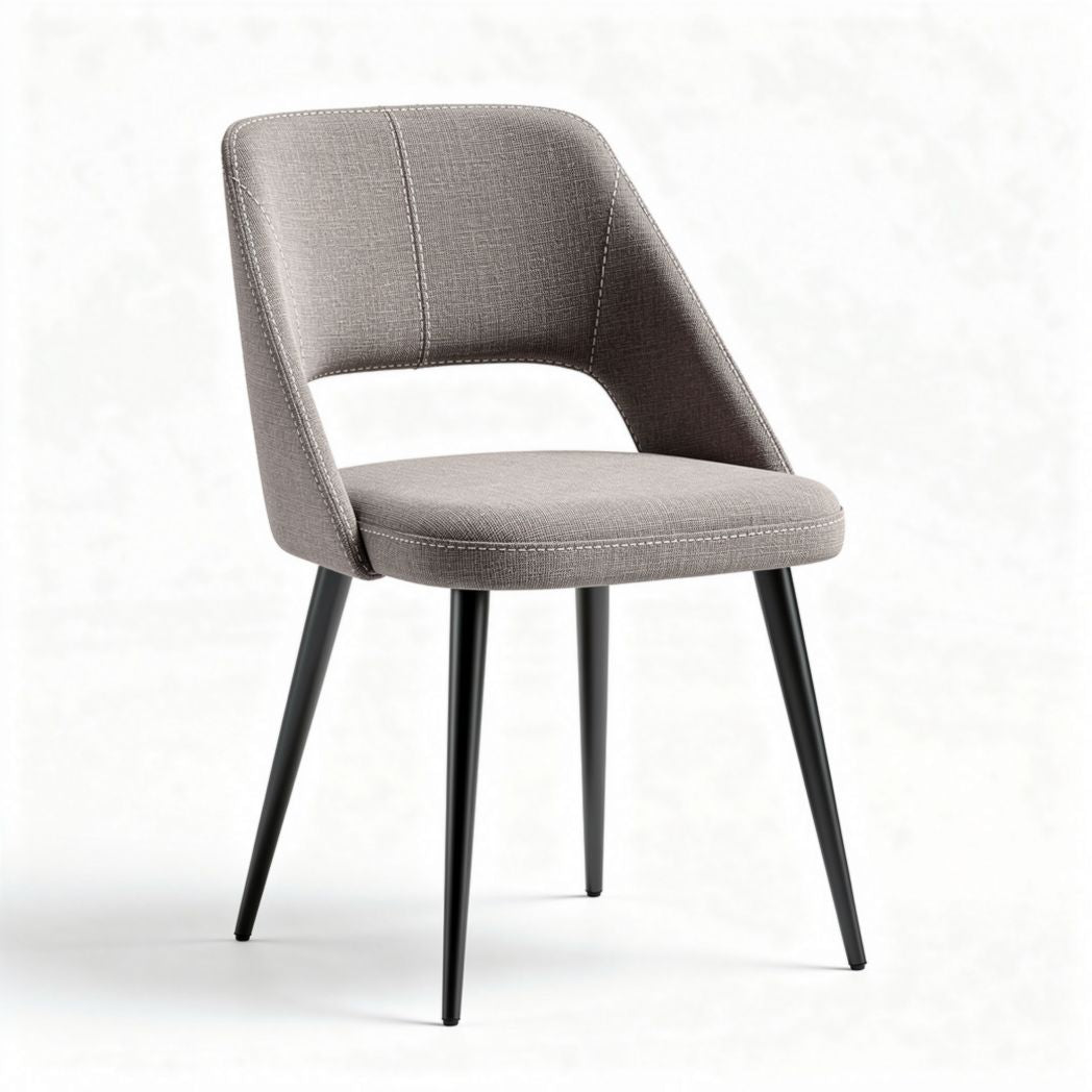 Modern dining chair in grey fabric with black legs 45 x 45 x 85cm