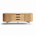 Wooden media console with three drawers and modern steel legs 150 x 40 x 50cm