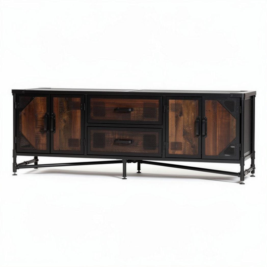 Industrial wooden storage chest with metal accents 120 x 60 x 50cm