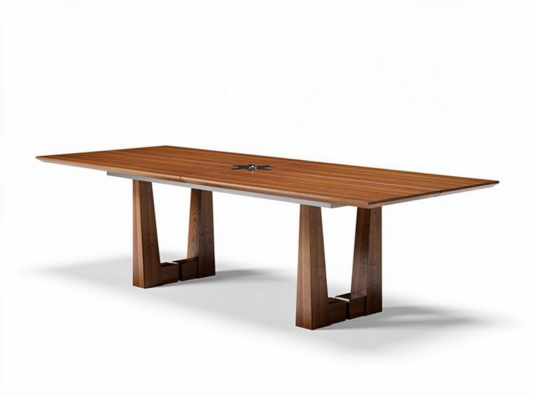 Wooden dining table with modern design and metal accents 200 x 100 x 75cm