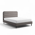Upholstered bed frame with headboard in gray fabric 190 x 140 x 30cm