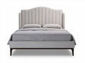 Upholstered bed frame in neutral fabric with two matching pillows 200 x 160 x 50cm